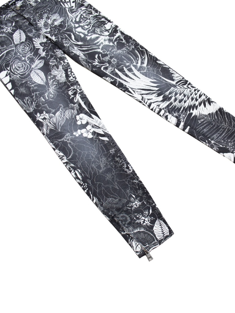 Just Cavalli Luxury Skinny Leg Tiger Print Jeans Black White Size 27 US 4 - Picture 3 of 13